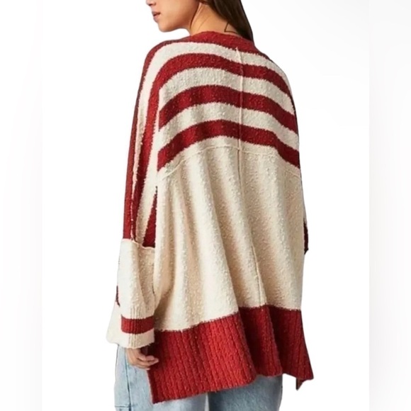 Free People Little Dipper Cardi striped cardigan oversized red and white - Picture 4 of 11
